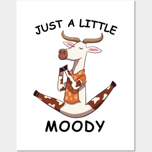 Just A Little Moody, funny cow doing yoga Posters and Art